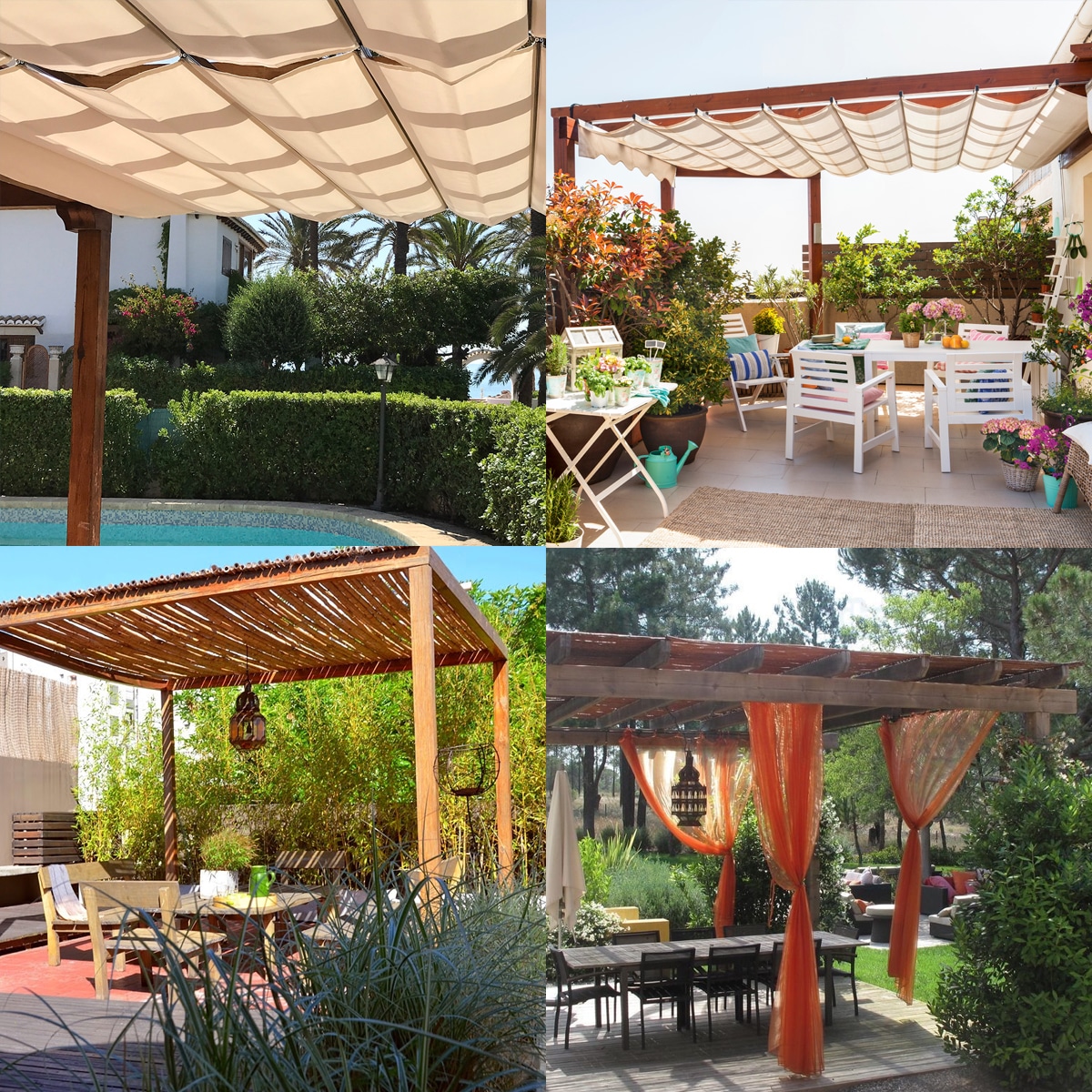 tipos de pergolas y toldos para jardin