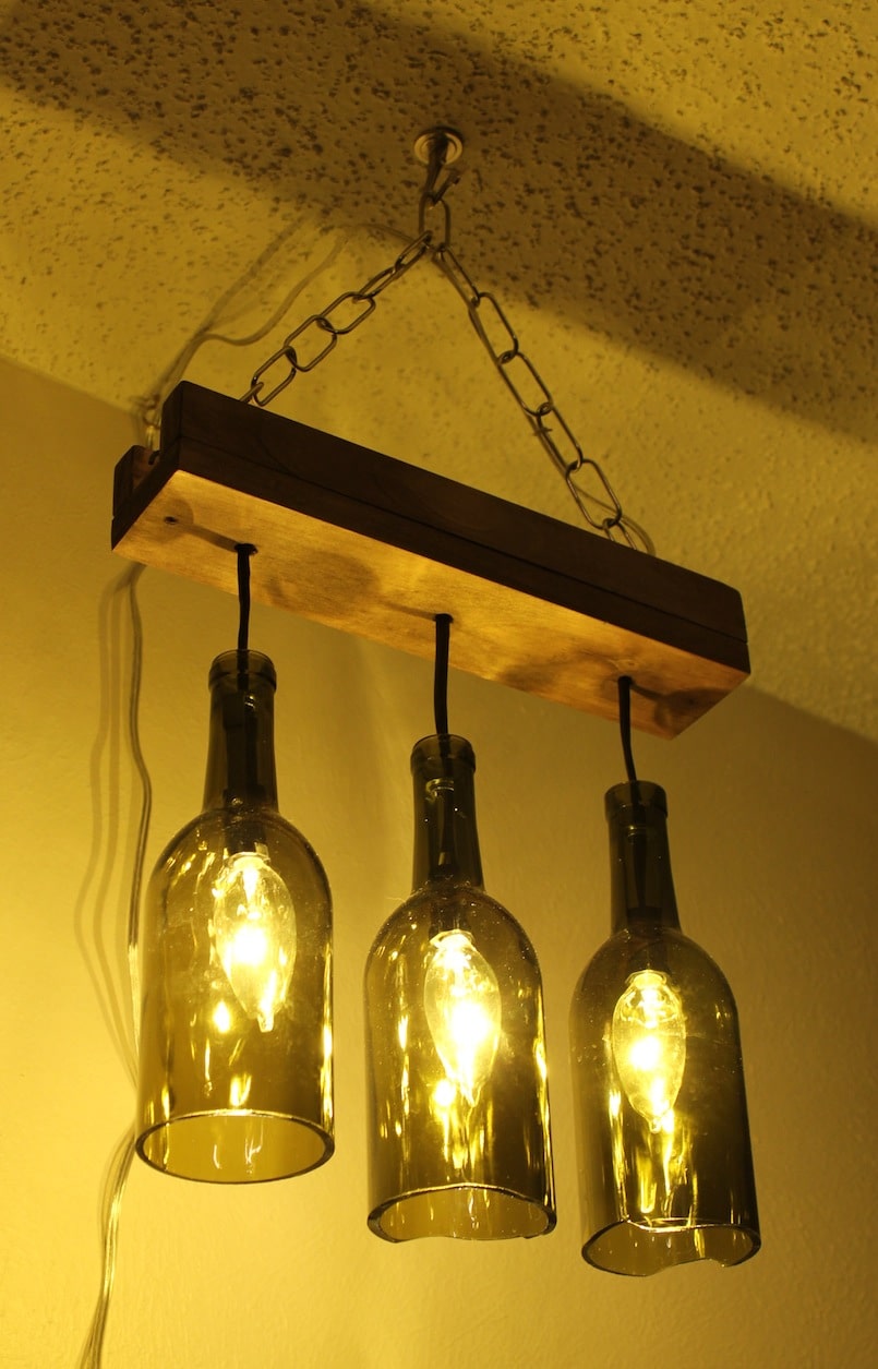 Como hacer una lámpara con botellas de cristal